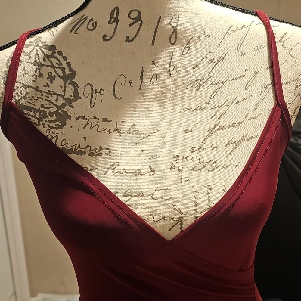 NEW Pretty Little Thing Burgundy Slinky Strappy  Bodycon Dress..size 6.free Ship - Picture 2 of 5